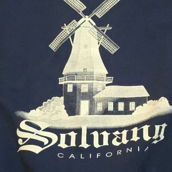 Vintage Dutch Windmill Solvang California Sweatshirt Men's L Long Sleeve Blue - Picture 2 of 5